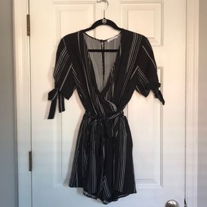 Lush Waist Tie Stripe Romper